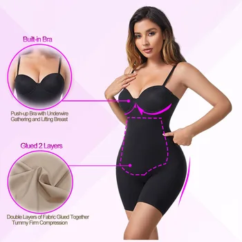 Женское боди LEM Body Shaper, обтягивающий комбинезон, корректирующее белье для контроля живота с чашечкой на косточках, комбинезон для уменьшения веса, нижнее белье для похудения