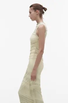 Женское модное Полупрозрачное винтажное платье из тюля с асимметричным принтом на молнии сзади с длинным рукавом