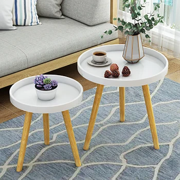 Журнальные столики из массива дерева в скандинавском стиле для кафе, мебель, маленький круглый стол, простой дизайн для творчества, журнальный столик для гостиной