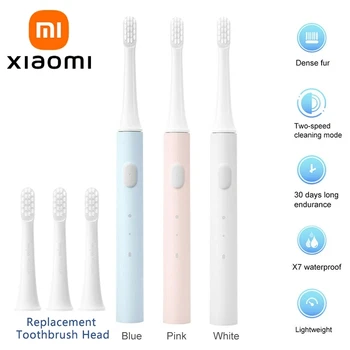 Звуковая электрическая зубная щетка Xiaomi Mijia T100, умная зубная щетка Mi, красочная USB-аккумуляторная головка IPX7, водонепроницаемая для головки зубных щеток