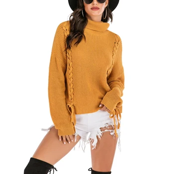 Зимний женский вязаный свитер с высоким воротом, повседневный мягкий джемпер с высоким воротом, модные тонкие женские эластичные пуловеры