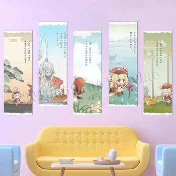 Игровой настенный арт-плакат Genshin Impact, Самоклеящиеся картинки Klee, обои с HD-принтом, Живопись из ПВХ, украшение дома, гостиная