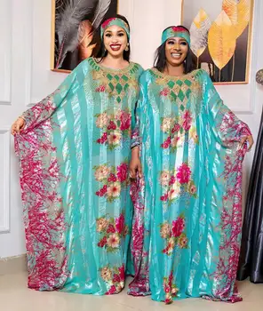 Ид Мусульманская Абая Женщины Африканский Кафтан Свободное Платье Макси С Рукавом 