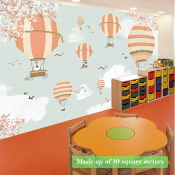 Изготовленный на заказ воздушный шар Небо Детские Обои 3D Мультфильм Фреска для декора стен детской комнаты Фон детского сада Домашняя гостиная