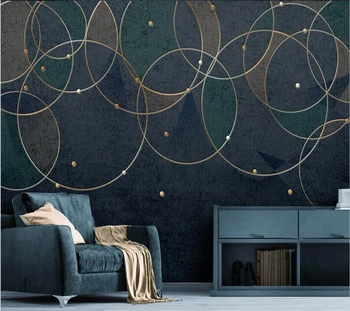 Индивидуальные 3D большие обои золотые геометрические линии круг фреска современный минималистичный абстрактный светлый роскошный фон стены дома