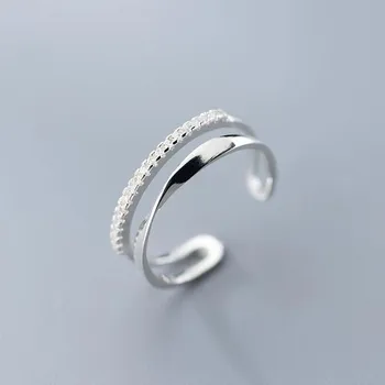 Кольца из стерлингового серебра 925 пробы с двойными линиями CZ для женщин, свадебные, обручальные, серебряные, женские винтажные кольца, изысканные ювелирные изделия