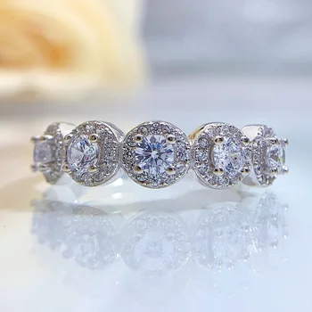 Кольцо с сияющей звездой, Простое Серебряное кольцо в форме яйца S925, Оливковое кольцо с имитацией бриллианта, Ежедневное предложение о свадьбе