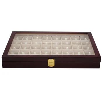 Коробка для хранения 40 пар запонок и зажимов для галстука для мужчин, модная деревянная коробка для показа ювелирных изделий из коллекции колец и сережек