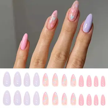 Красивые, устойчивые к поломке Макаронные Розово-фиолетовые, отбеливающие искусственные ногти для рук, безвредные для ногтей, привлекательные женские искусственные ногти