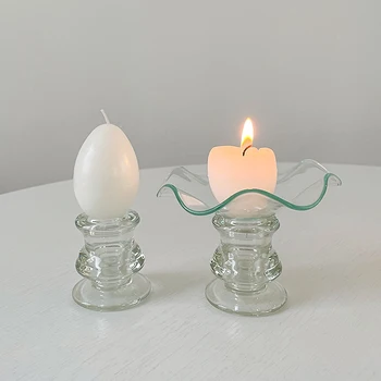 Креативная Ароматическая свеча в форме яйца в скандинавском стиле, стеклянный подсвечник, прозрачный конусообразный подсвечник для кофейного столика, центральное украшение обеденного стола