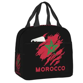 Ланч-бокс с флагом Марокко, герметичный Марокканский гордый теплый кулер, термоизолированный ланч-бокс для женщин, многоразовые сумки-тоут.