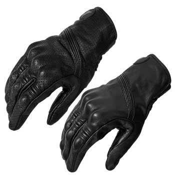 Летние мотоциклетные перчатки Мужские Кожаные перчатки для мотокросса, перчатки для байкеров, ретро Перчатки для езды на мотоцикле, Винтажные аксессуары для мотоциклистов