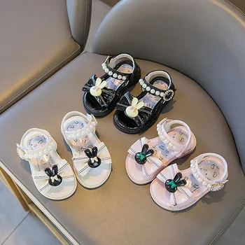 Летние сандалии для маленьких девочек с бантиком-бабочкой, модная розовая обувь принцессы для малышей, мягкая подошва, детская обувь для детей 0-3 лет, детские пляжные сандалии