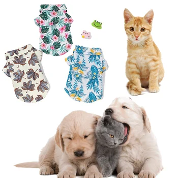 Летняя удобная рубашка для домашних животных S-XL, Милые футболки для домашних животных в гавайском стиле для собак или кошек, одежда для щенков, товары для домашних животных.