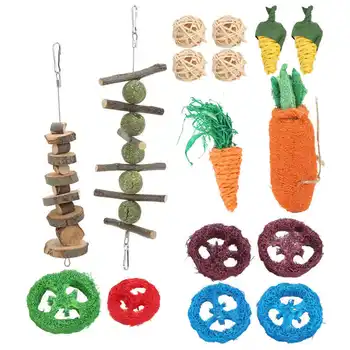 Маленькие игрушки для домашних животных Убежище ручной работы Игрушки для жевания мелких животных Люфа Морковь для здоровья зубов