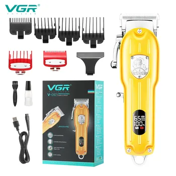 Машинка для стрижки волос VGR Профессиональный Триммер для волос Беспроводная машинка для стрижки волос Электрическая Парикмахерская Машинка для стрижки волос с цифровым дисплеем для мужчин V-092