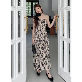 Мода, Восстанавливающая Древние Обычаи Летом 2023 года, Представляет Новую Чайную юбку платья с высокой талией, украшенную принтом Французских Романтических роз