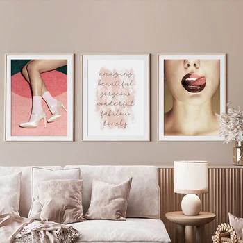 Модная сексуальная женщина, печать плаката, девушка, питьевой бар, картина на холсте, картины на высоком каблуке, скандинавское современное настенное искусство, декор ванной комнаты