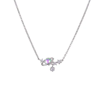 Модное Короткое ожерелье из стерлингового серебра 925 пробы со звездным небом, ювелирные изделия с бриллиантами и цирконием, цепочка на ключицу для женщин в подарок