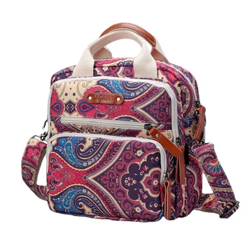 Модный холщовый рюкзак для путешествий большой емкости, квадратная сумочка на молнии с принтом для женщин, сумка для детских подгузников