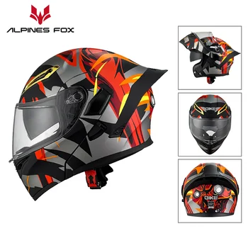 Модульный мотоциклетный шлем с двумя линзами, защитные мотоциклетные откидные шлемы, профессиональные гонки по мотокроссу, Каско с полным лицом, одобренный Dot