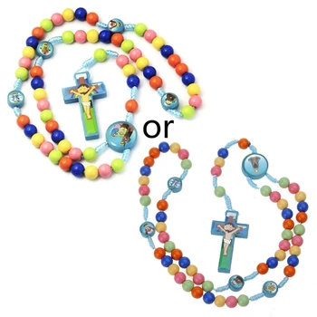 Мультяшный Иисус для ожерелья с подвеской в виде креста, Четки, католические ожерелья, детские модные религиозные украшения для девочек