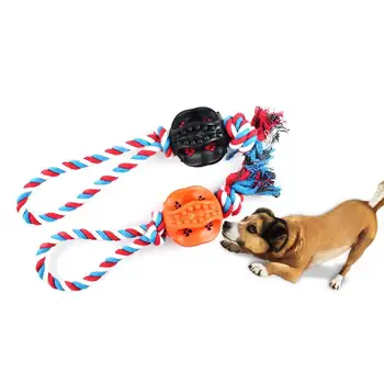 НОВАЯ интерактивная игрушка для чистки зубов для маленьких средних и крупных собак с веревкой для жевания, мяч из натурального каучука с защитой от укусов.