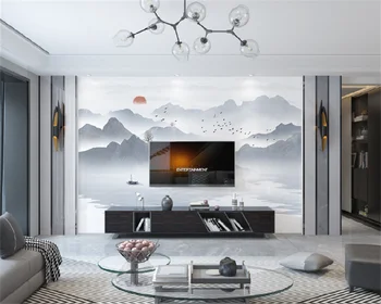 Новая китайская абстрактная живопись тушью, художественная концепция, пейзажный фон, стена, гостиная, декоративная роспись, фреска, обои