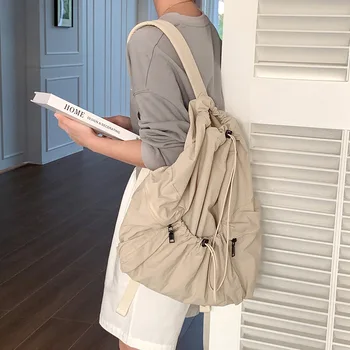 Новая сумка Женский Простой рюкзак для поездок на работу Легкий нейлоновый рюкзак для отдыха на шнурке Школьная сумка большой емкости