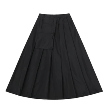 Новая черная японская сумка с высокой талией, индивидуальный дизайн, плиссированная юбка с карманом