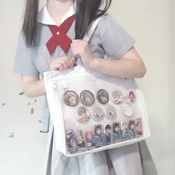 Новая японская Лолита, прозрачная ручная сумка через плечо, холщовая односторонняя Ita Jelly JK для косплея