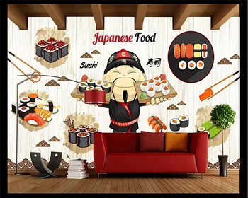 обои beibehang на заказ, домашний декор, модные экологически чистые обои, ручная роспись, черный фон для ресторана суши