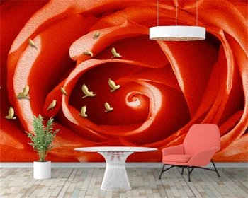 Обои на заказ, красная 3D трехмерная модная картина маслом розы, гостиная, спальня, диван, телевизор, настенная роспись для украшения дома на задней стене