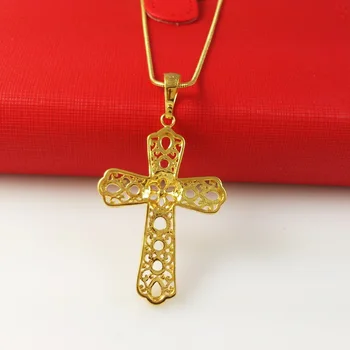 Ожерелье с религиозной верой 24k, Позолоченное Ожерелье с крестом, Змеиная цепочка, Подарок для мужчин и женщин