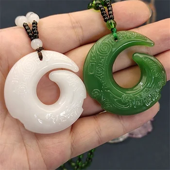 Очаровательный Зеленый нефрит, китайский кулон из нефрита с драконом ручной работы, винтажное ожерелье-амулет для женщин, модные мужские украшения, счастливые подарки
