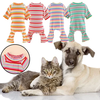 Пижама для собак в полоску, классический комбинезон для домашних животных, зимняя одежда для маленьких собак, костюм щенка кошки, костюм чихуахуа, костюм Йорки-пуделя
