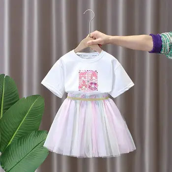 Платье для девочек Sanrioed, аниме Melody Kuromi, платье принцессы Cinnamoroll, костюм для девочек, детская одежда, детское карнавальное праздничное платье