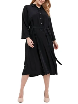 Плюс размер, лето-весна, Элегантное платье-рубашка с длинным рукавом, женское платье-блузка свободного кроя с отложным воротником и поясом на пуговицах, платье 6XL 7XL