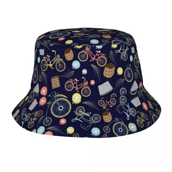 Повседневные винтажные темно-синие велосипедные шляпы-ведерки с рисунком унисекс, упаковываемые спортивные мультяшные шляпы для рыбалки, головные уборы для жаркого летнего пляжного отдыха