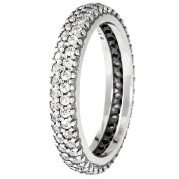 Подлинное кольцо из стерлингового серебра 925 пробы, Закругленная Вечность С кристаллом, Кольцо Для женщин, Свадебный подарок на День рождения, Изысканные Европейские украшения