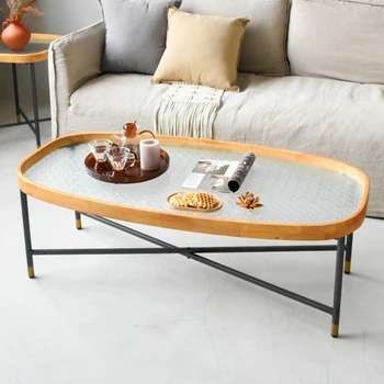 Простой домашний столик для гостиной из закаленного стекла Changhong из цельного дерева небольшого размера Ins