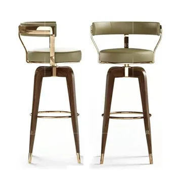 Роскошный барный стул из нержавеющей стали, современные креативные стулья для кухни, Вращающиеся барные стулья для приема гостей, стульчики для кормления из массива дерева