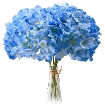 Светло-голубые головки шелковых цветов гортензии, упаковка из 20 искусственных цветов гортензии на стеблях для свадьбы