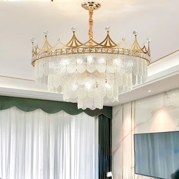 Светодиодная люстра Crown K9 Crystal, освещение комнаты, Современная столовая, спальня, подвесная люстра двойного назначения