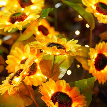 Светодиодный солнечный светильник Sunflower Light IP65, водонепроницаемая газонная лампа, наружные садовые украшения для внутреннего дворика, украшения свадебных праздников во дворе