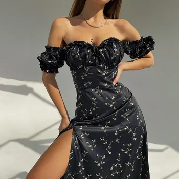 Сексуальное платье с цветочным разрезом на одно плечо 2023, летняя тонкая длинная юбка Spice Girl без спинки