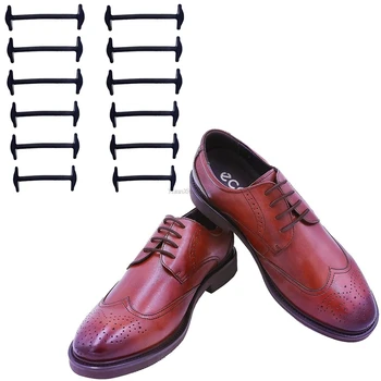 Силиконовые шнурки без галстука, Эластичные Мужские Кожаные шнурки для обуви, кроссовки для шнурков, 12 шт./компл. Круглых Шнурков, Один размер подходит для всей обуви