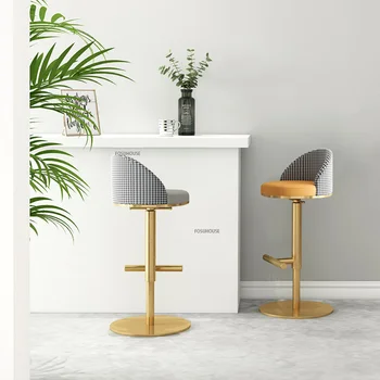 Скандинавский кожаный барный стул для барной мебели, легкий роскошный домашний барный стул для кухни и высокого стола, простой вращающийся подъемный высокий стул