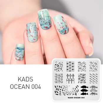 Скручивающаяся пластина для штамповки ногтей, дизайн рыб, Шаблоны для тиснения лаком, Трафареты для печати ногтей, дизайн ногтей своими руками