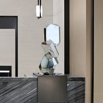 Скульптура из нержавеющей стали в вестибюле отеля, напольный светильник в холле офиса продаж, роскошные металлические украшения